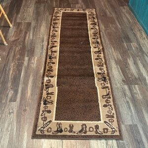 Western Themed cowboy Boot Brown & Tan Decorative Area Rug Runner 2 x 7